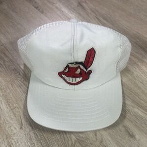 VTG Cleveland Indians Snapback Hat NWT MLB Baseball White Annco Trucker Cap